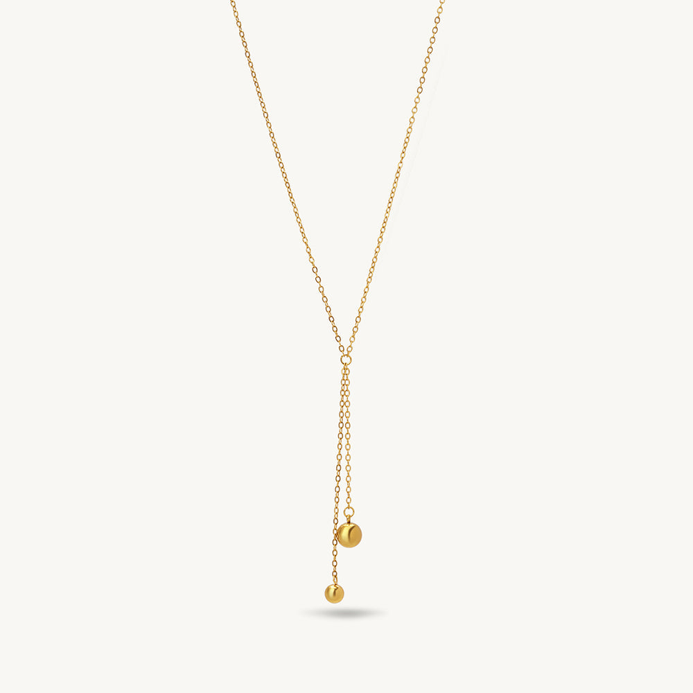 Dual Ball Drop Lariat Necklace