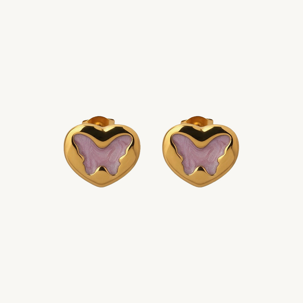 Dreamy Heart-Shaped Butterfly Earrings