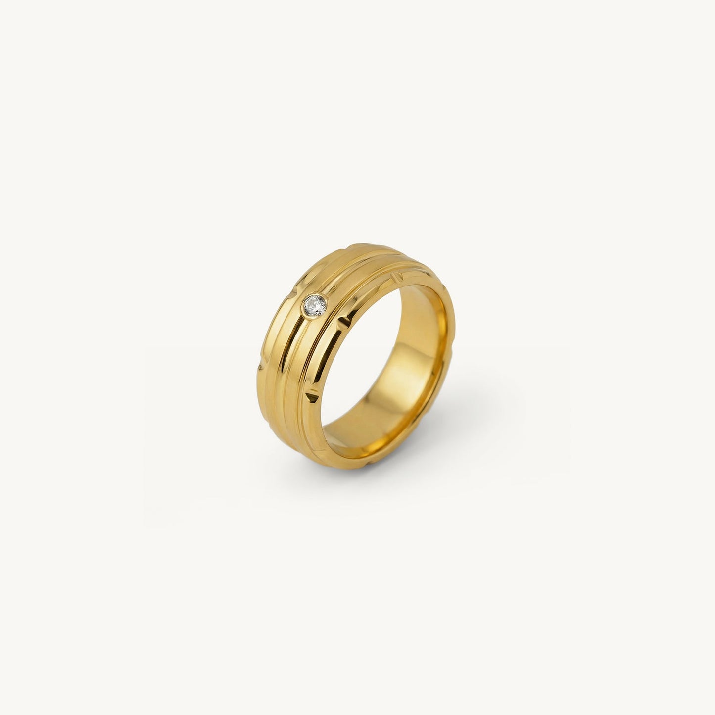 Structured Stone Accent Band Ring