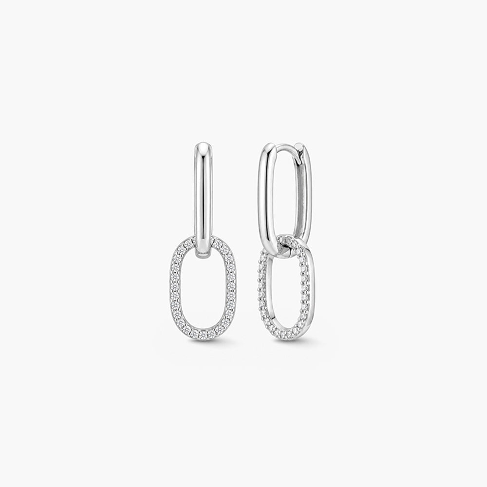 Aveline Halo Link 925 Sterling Silver Earrings