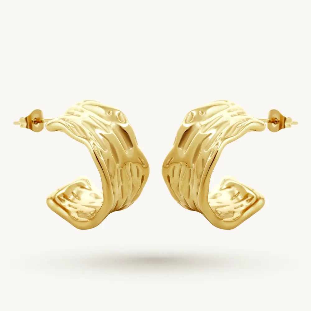 Molten Golden Half Hoop Earring