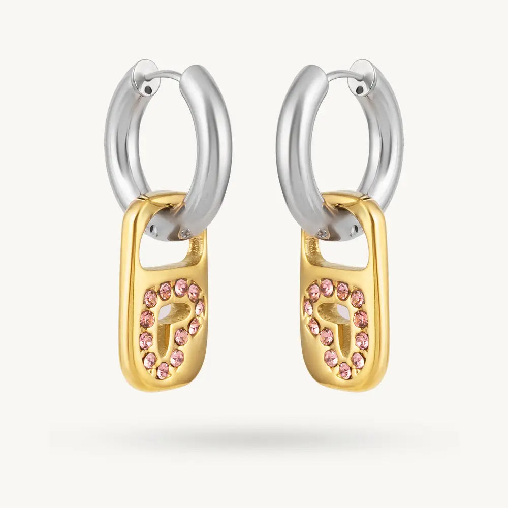 Sparkle Heart Lock Drop Earrings