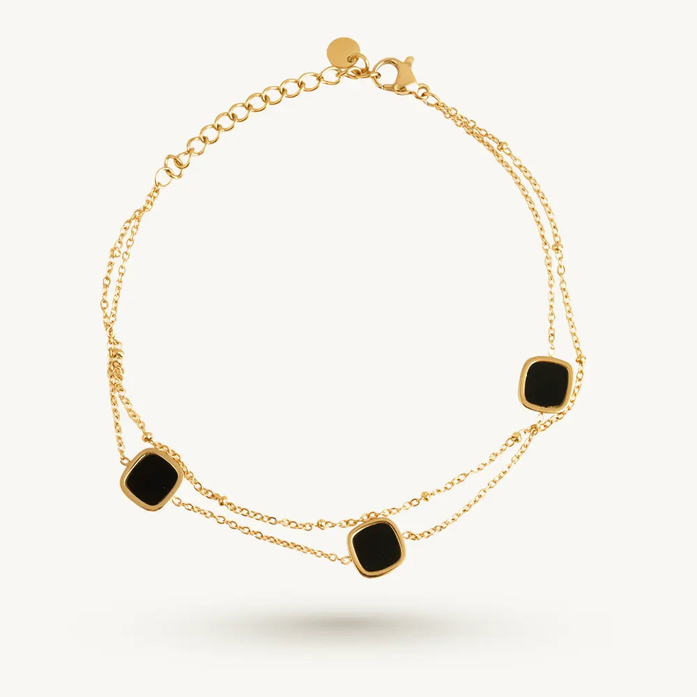 Noir Square Linked Layer Bracelet