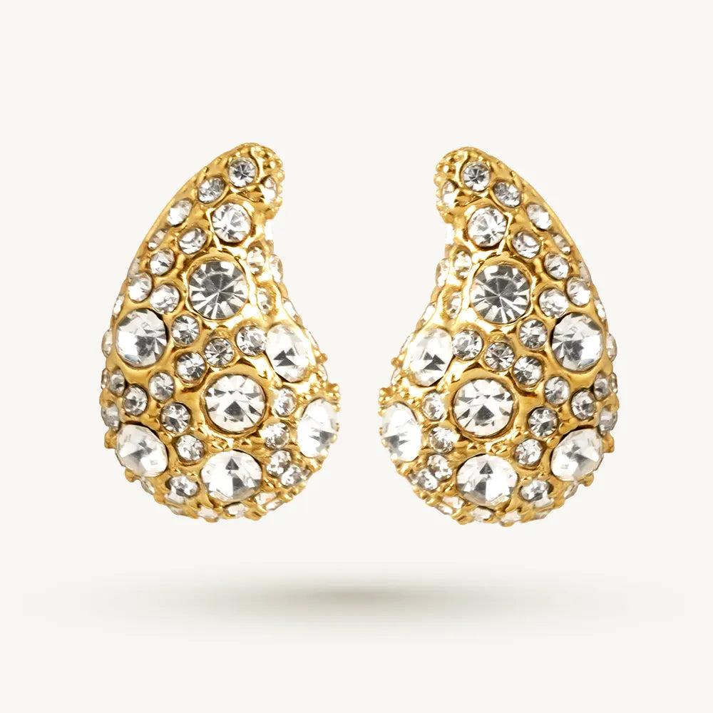 Sparkling Paisley Crystal Stud Earring