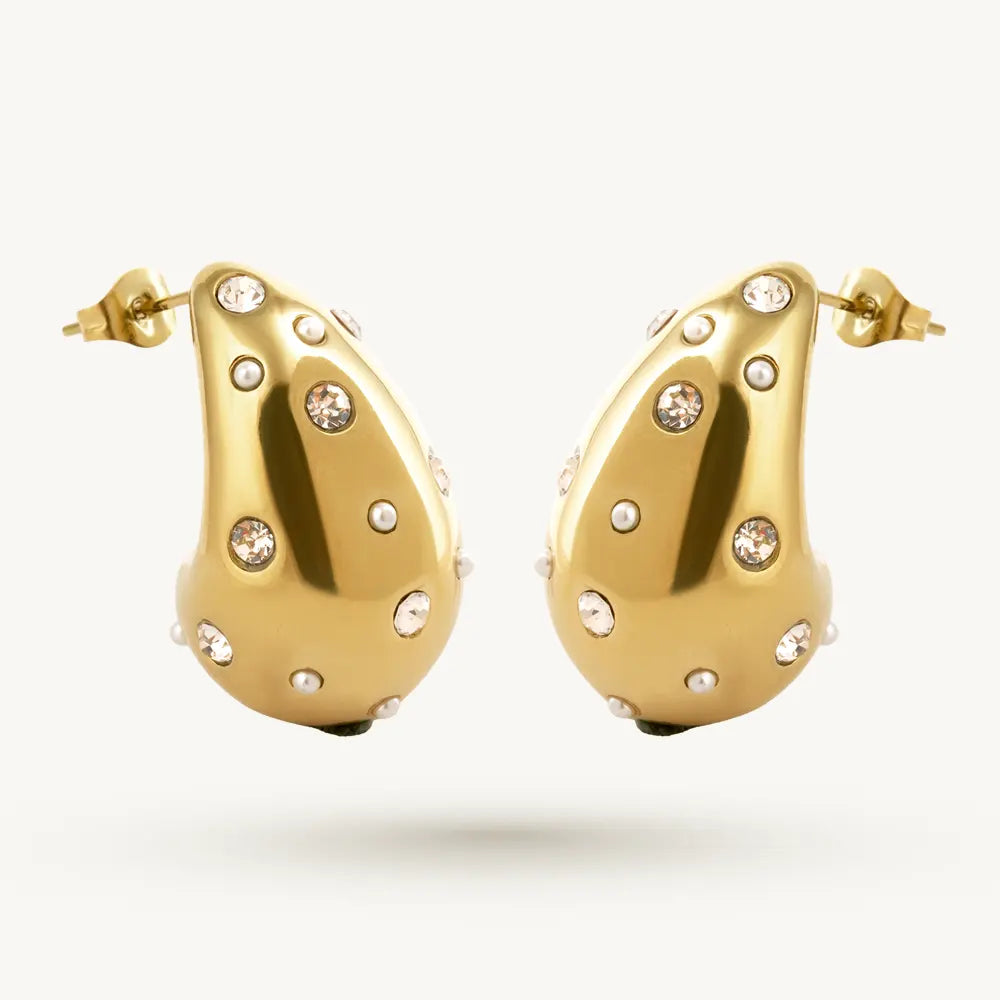 Pearl Studded Teardrop Stud Earring