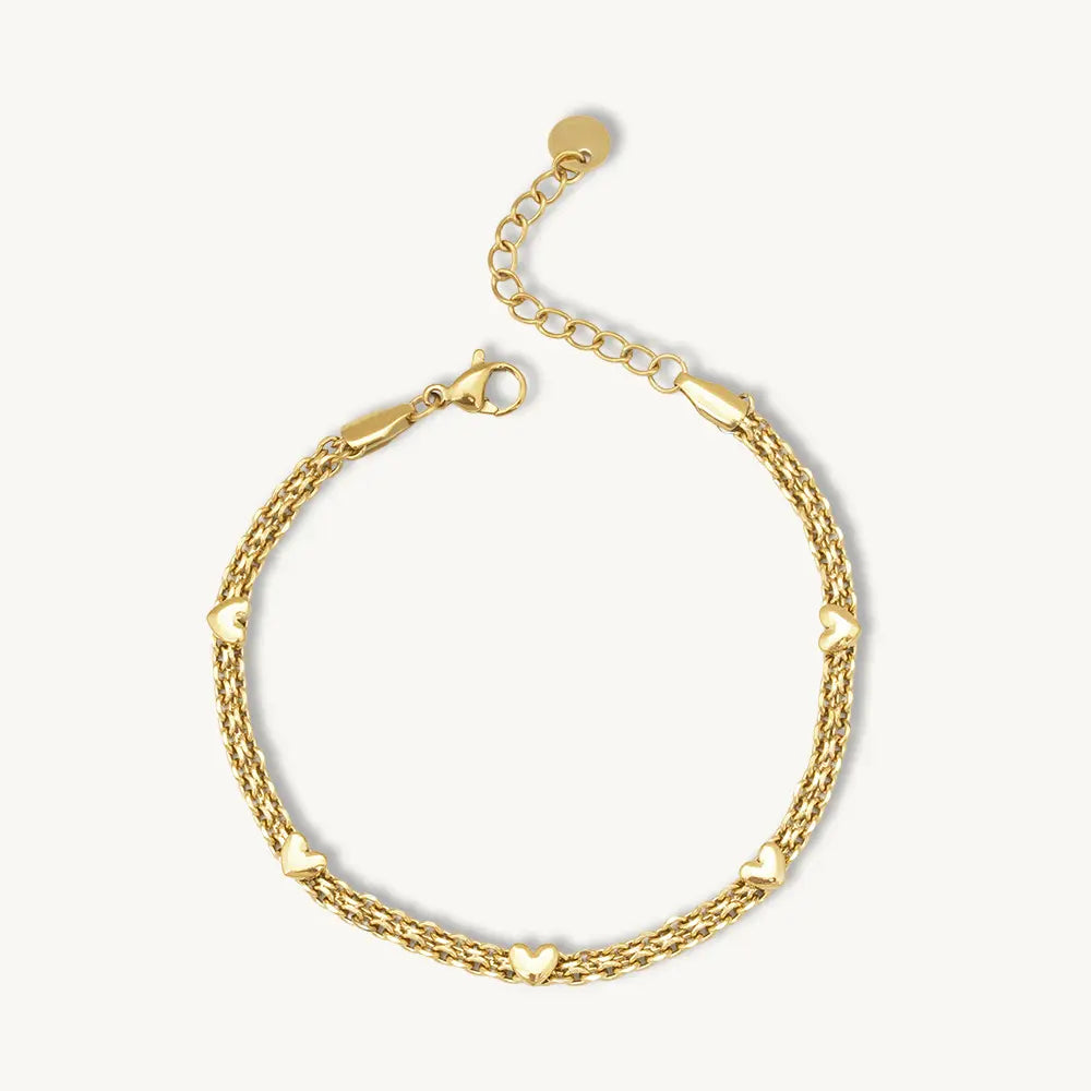 Heart Link Chain Station Bracelet