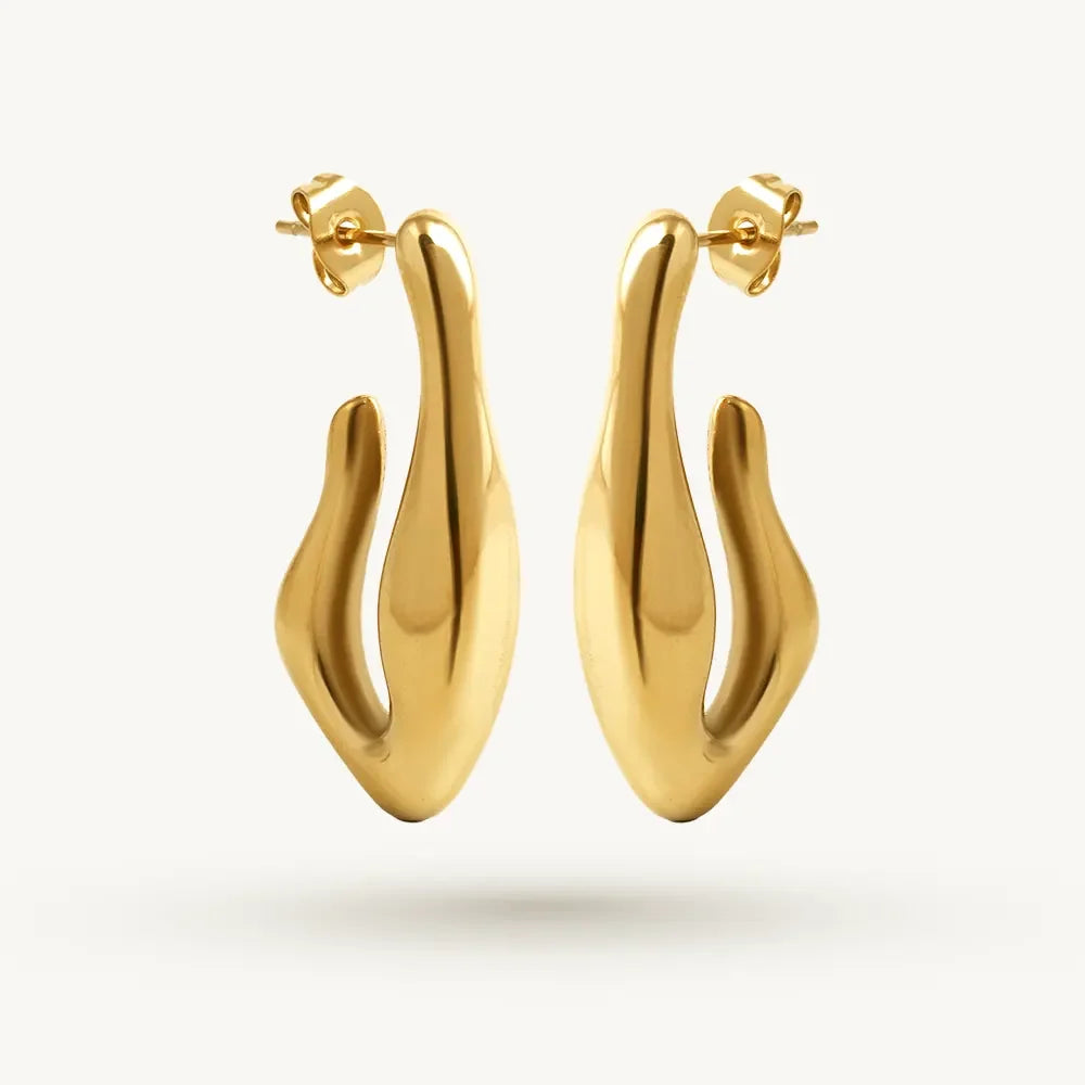 Sculpted Wave Arc Drop Earrings