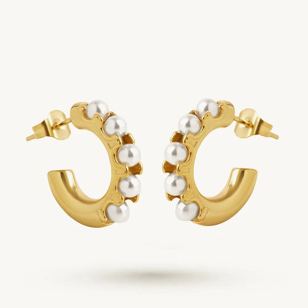 Pearl Studded Hoop Earring