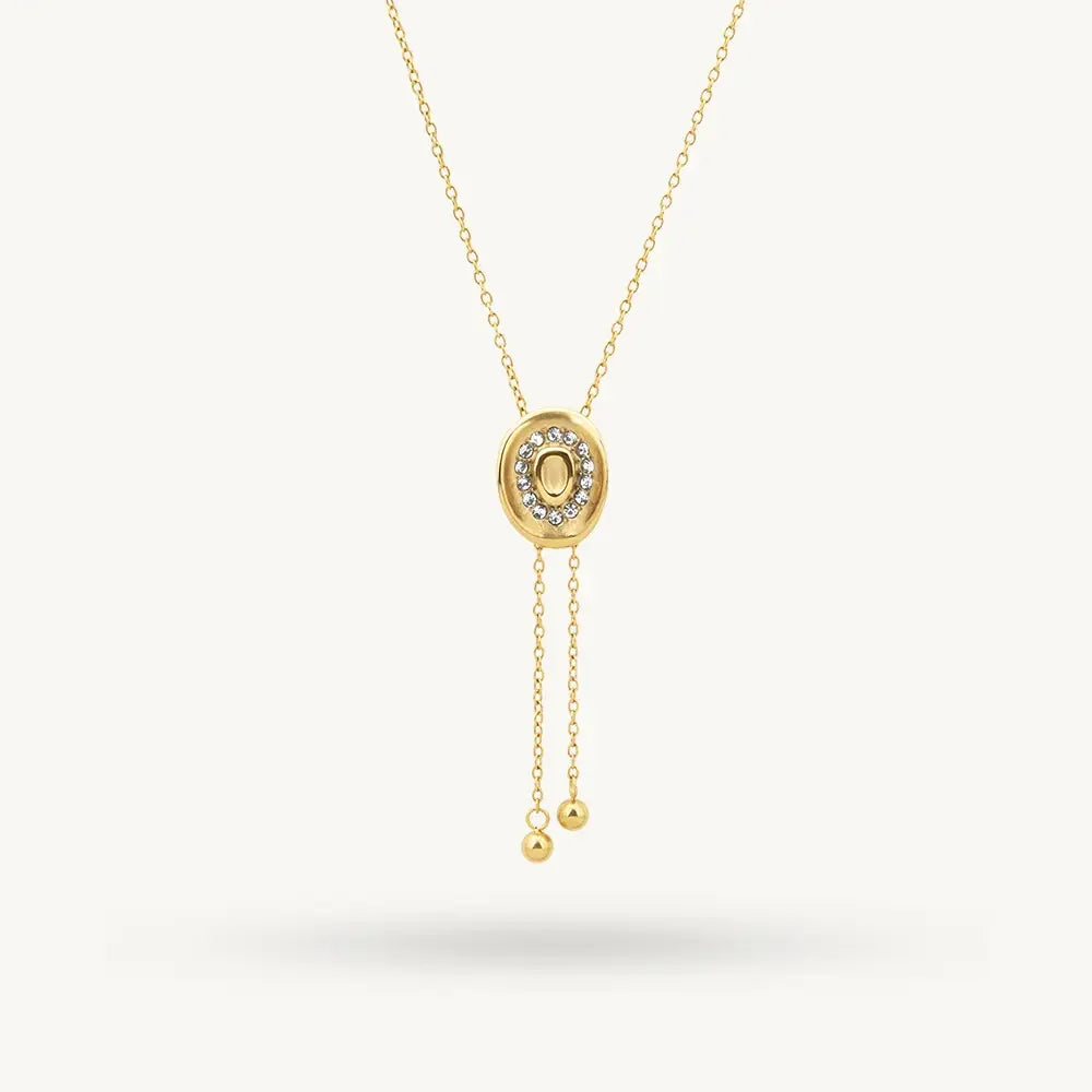 Crystal Curved Motif Lariat Necklace