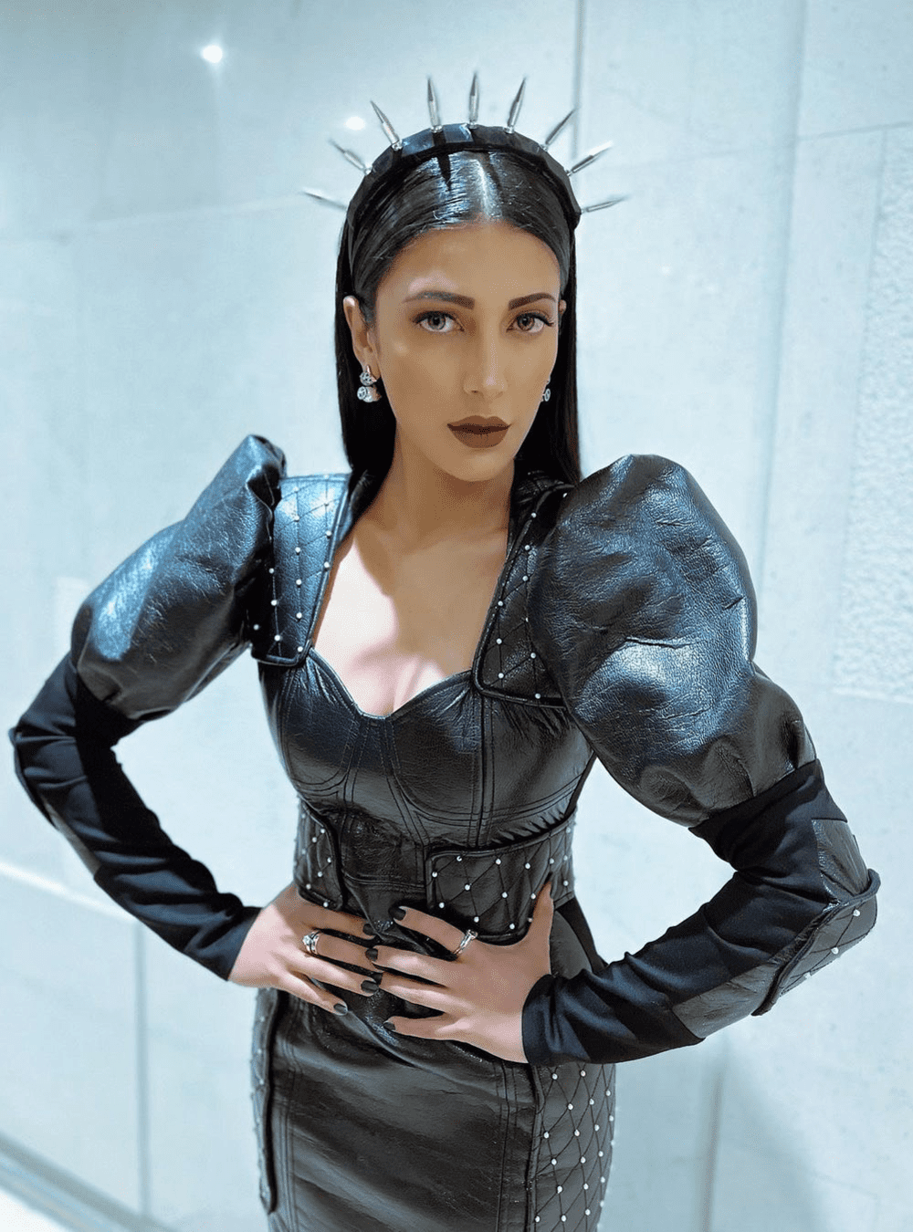 Shruti Hassan Wearing Outhouse The Scorpia Nova Stud Earrings