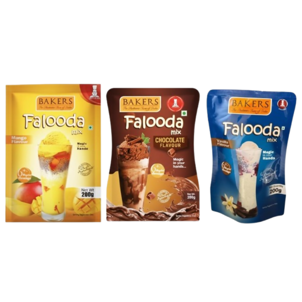 BAKERS Falooda Mix Powder - Chocolate,Vanilla and Mango