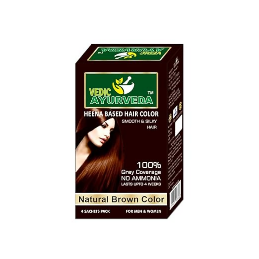 VedicAyurveda Henna Based Hair Colour, Natural brown and Chestnut Brown