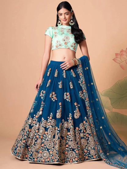 Tulsi Art Superb Sapphire Blue Dori Work Net Designer Lehenga Choli