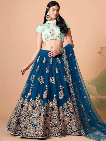Tulsi Art Superb Sapphire Blue Dori Work Net Designer Lehenga Choli