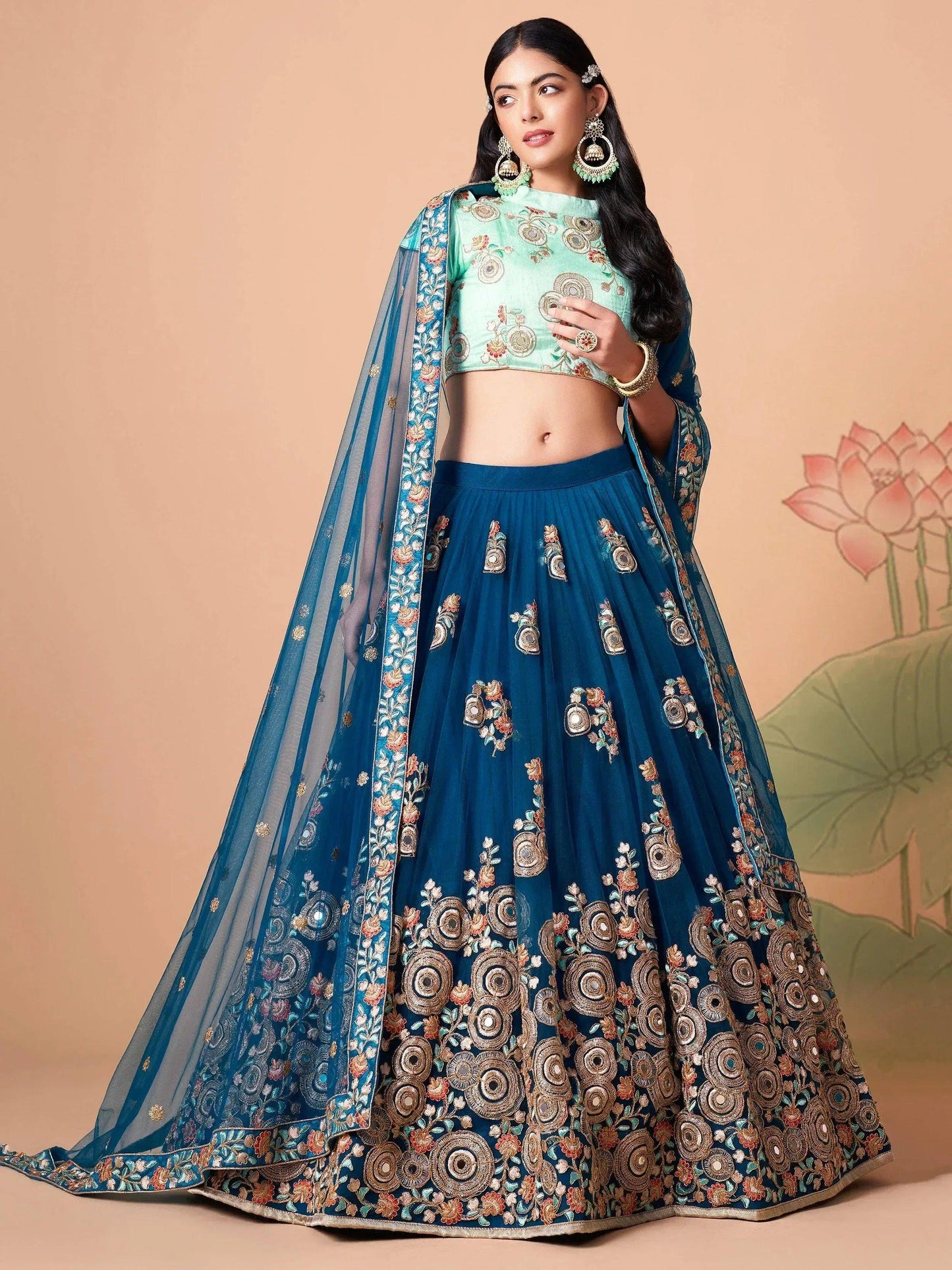 Tulsi Art Superb Sapphire Blue Dori Work Net Designer Lehenga Choli