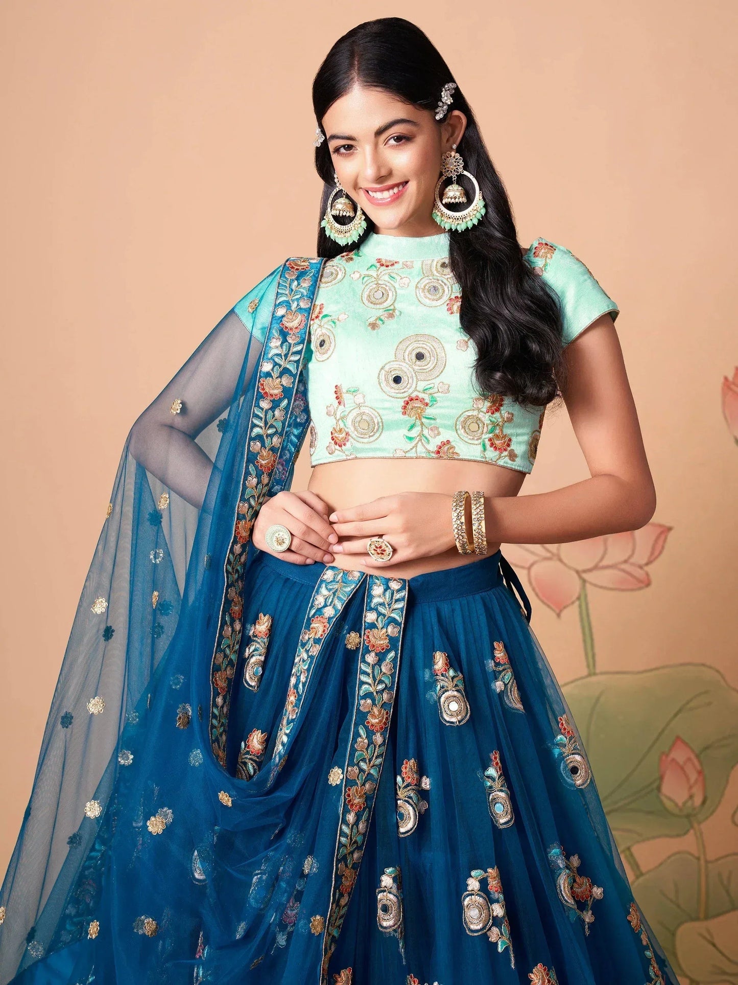 Tulsi Art Superb Sapphire Blue Dori Work Net Designer Lehenga Choli