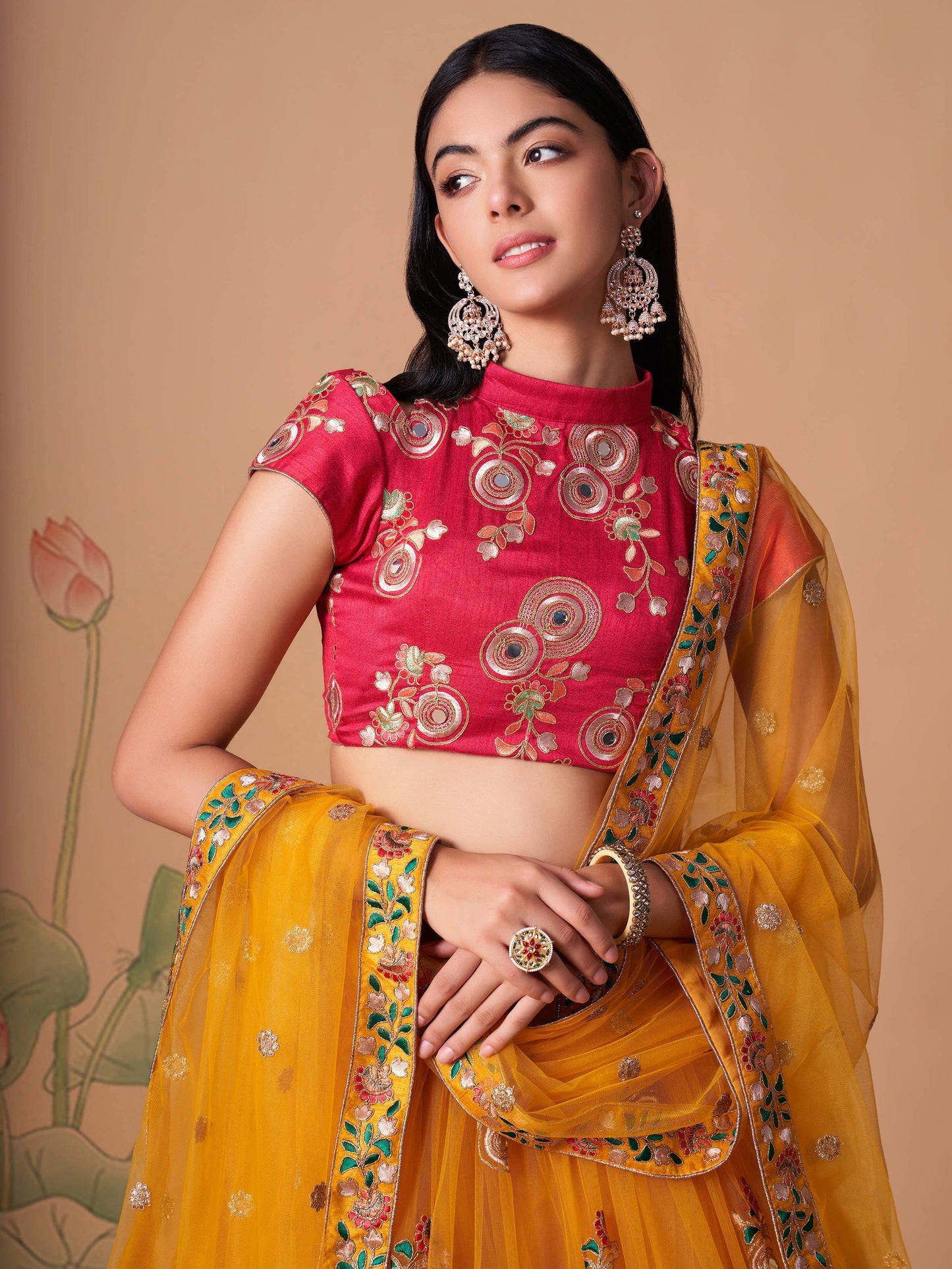 Tulsi Art Dazzling Yellow Sequins Work Net Designer Lehenga Choli