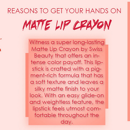 Ronzille Long Stay Matte Lip Crayon - Cherry Wood