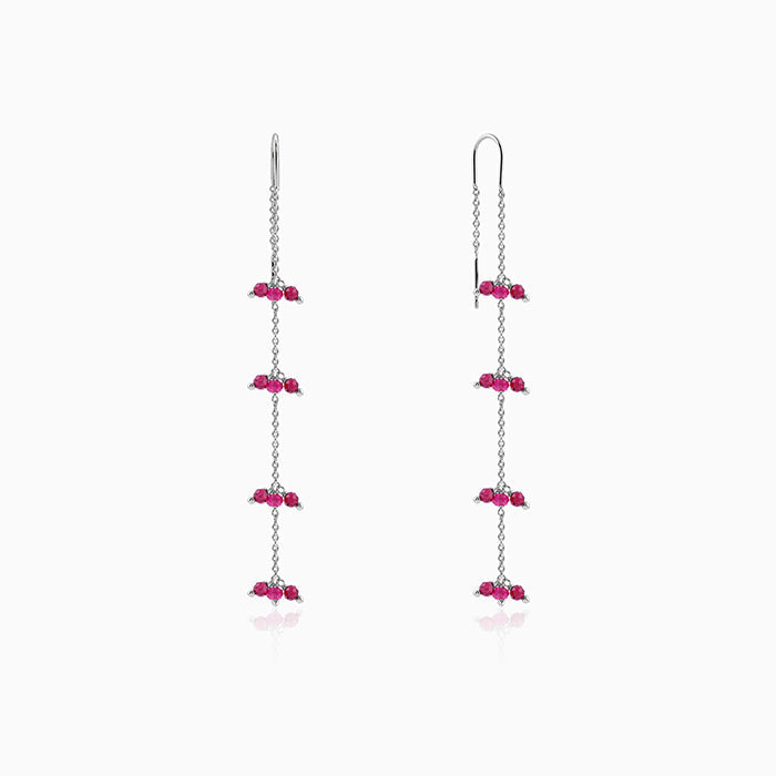 Silver Crimson Sui Dhaga Earrings
