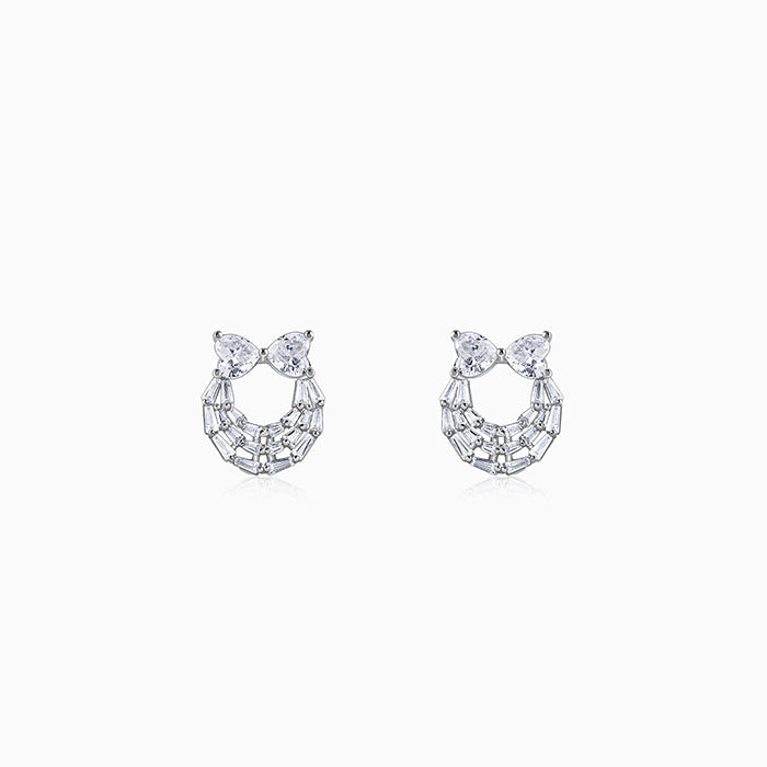 Silver Bow Heart Earrings