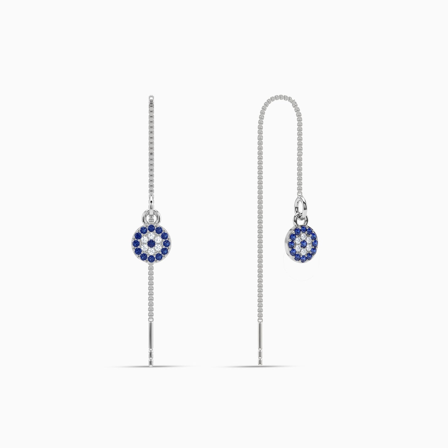 Silver Evil Eye Sui Dhaga Earrings