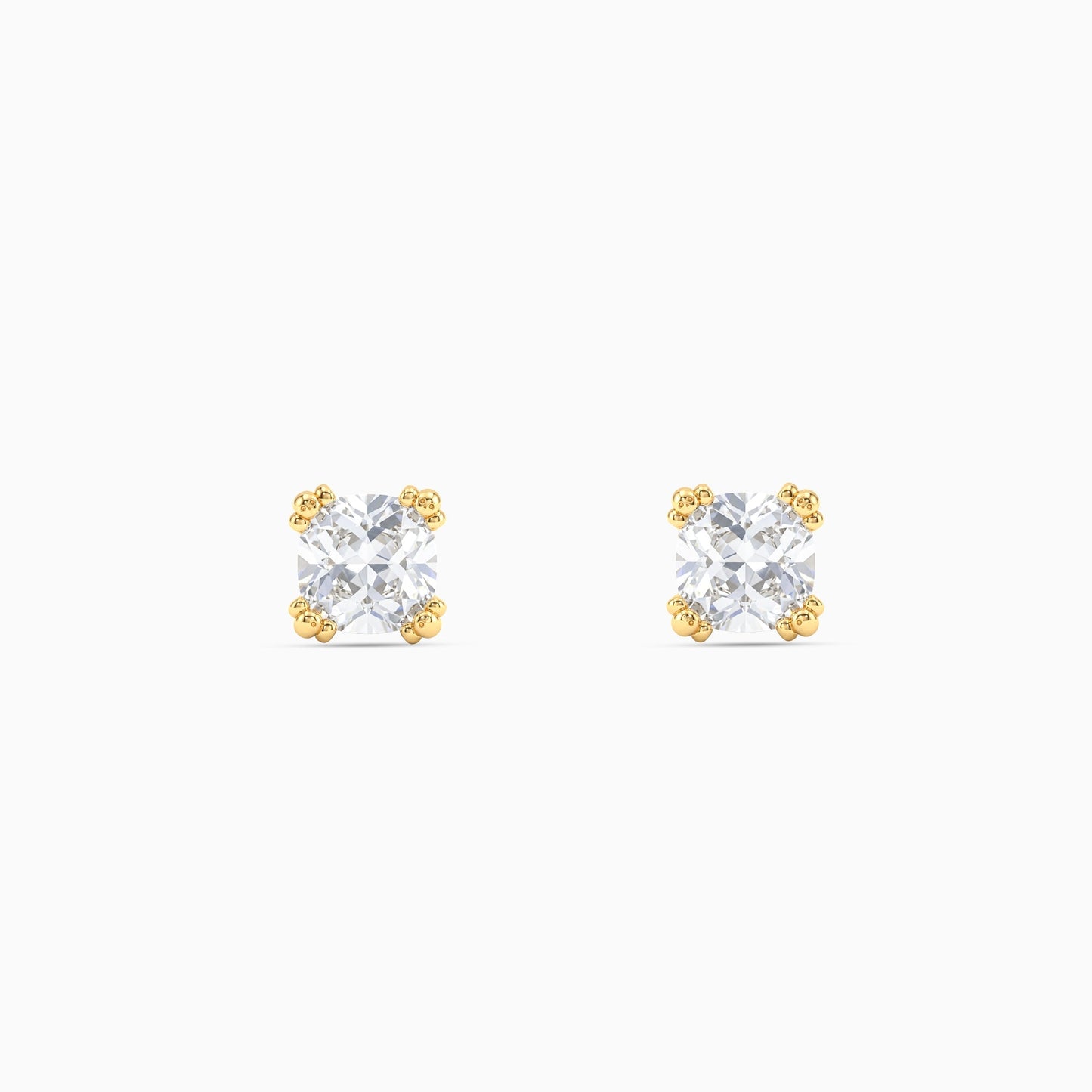 Golden CZ Solitaire Stud Earrings