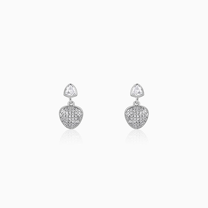 Silver Falling Heart Earrings