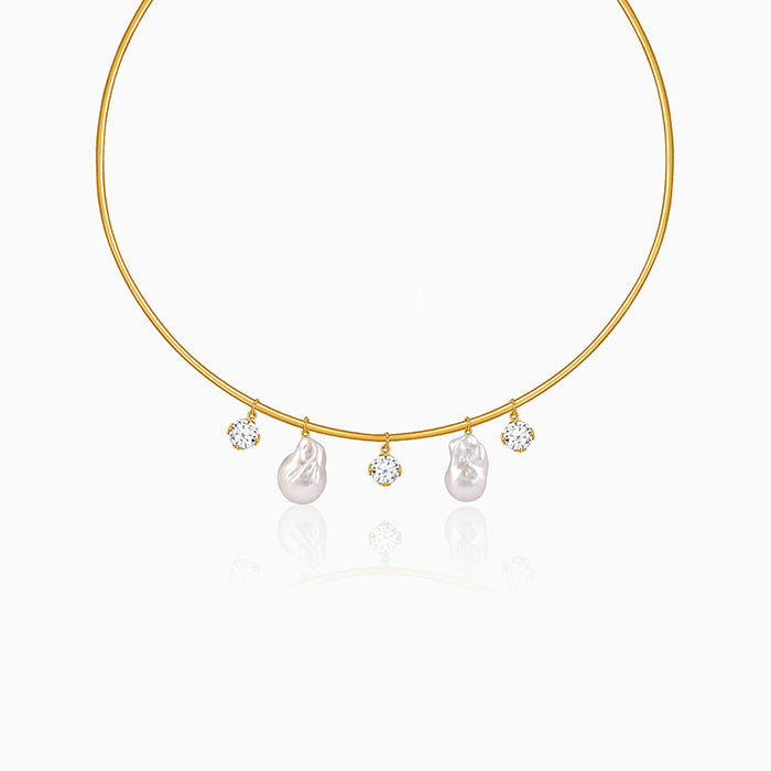Golden Norma Baroque Pearl Cuff Necklace