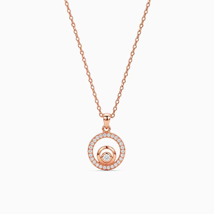 Rose Gold Charming Circle Pendant With Link Chain