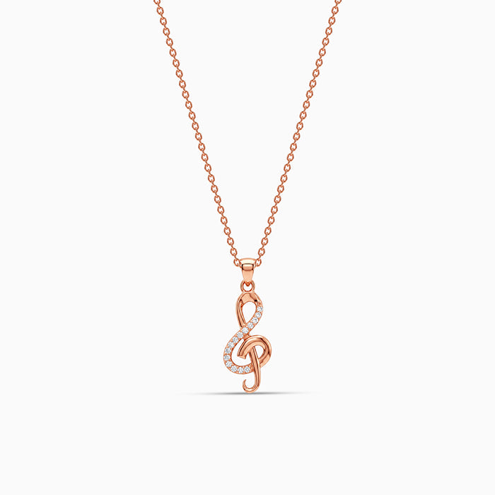 Rose Gold Beautiful Music Pendant With Link Chain