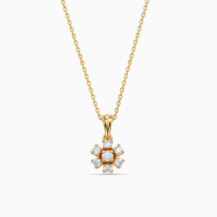 Golden Cutie Floral Pendant With Link Chain
