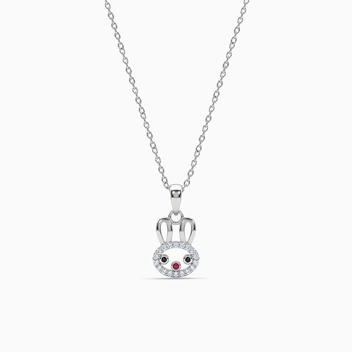 Silver Fairy Bunny Pendant With Link Chain