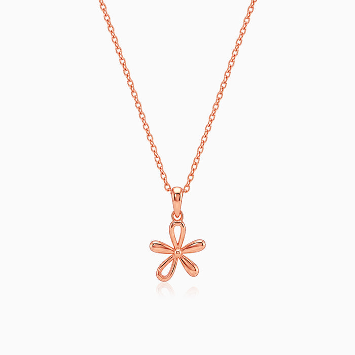 Rose Gold Fleur Bloom Pendant With Link Chain