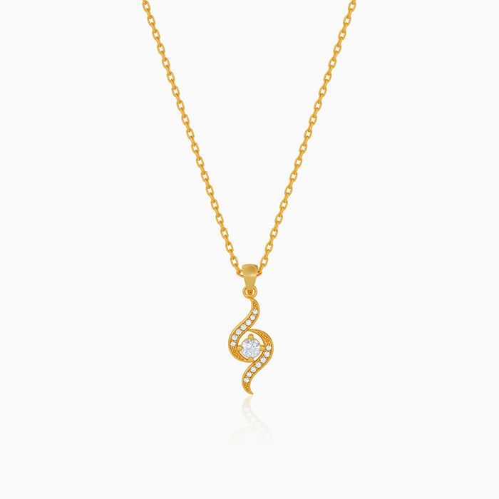 Golden Aurelia Twist Pendant With Link Chain