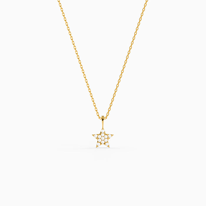 Golden Moonlight Star Pendant with Link Chain