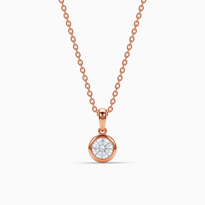 Rose Gold Circle of Glow Pendant With Link Chain