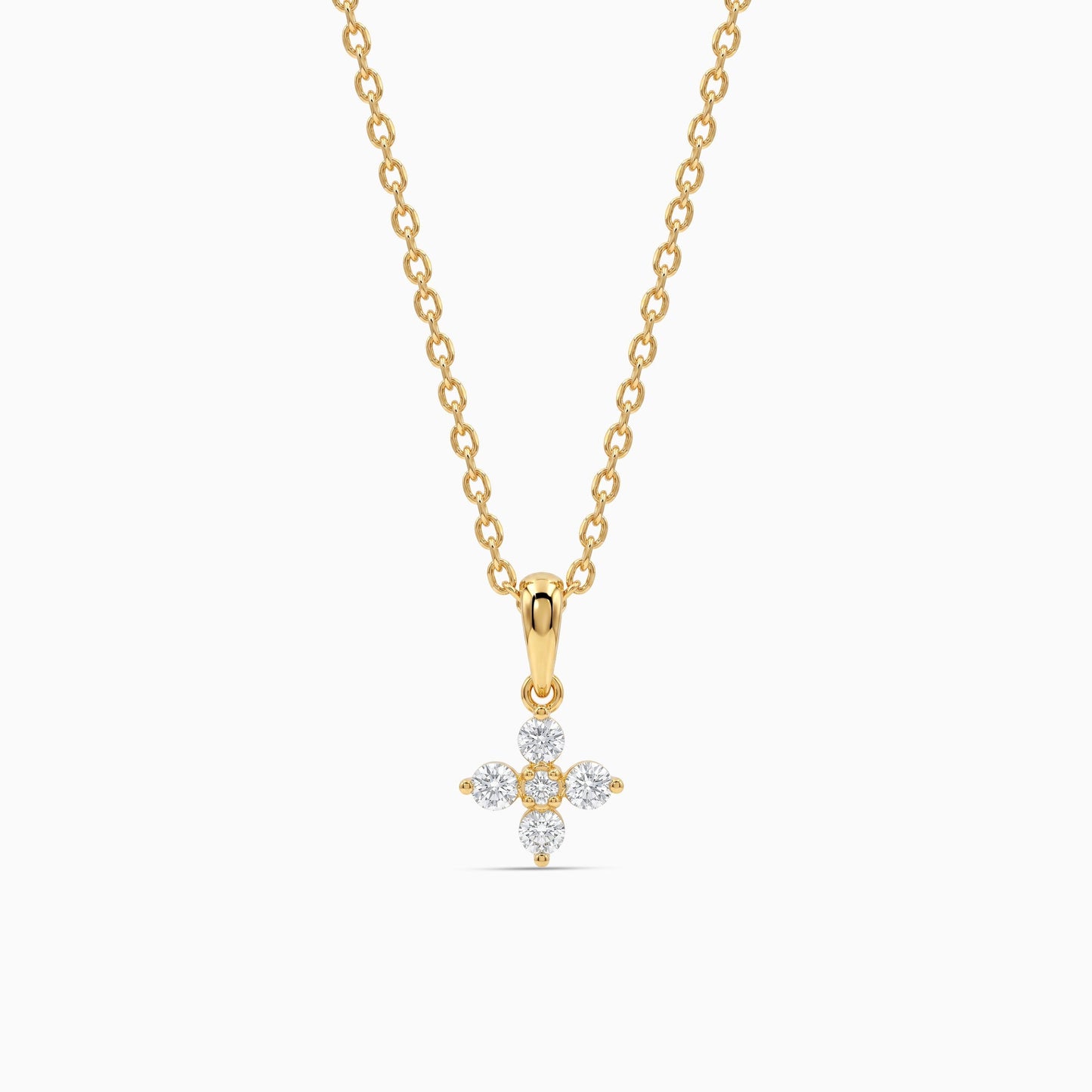 Golden Camellia Pendant With Link Chain