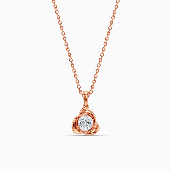 Rose Gold Cute Rose Bud Pendant With Link Chain
