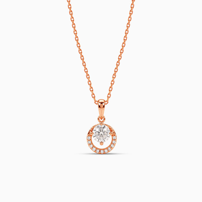 Rose Gold Styling Look Pendant With Link Chain