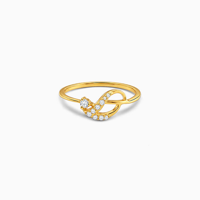 Golden Knotted Leaf Ring (Size 12)