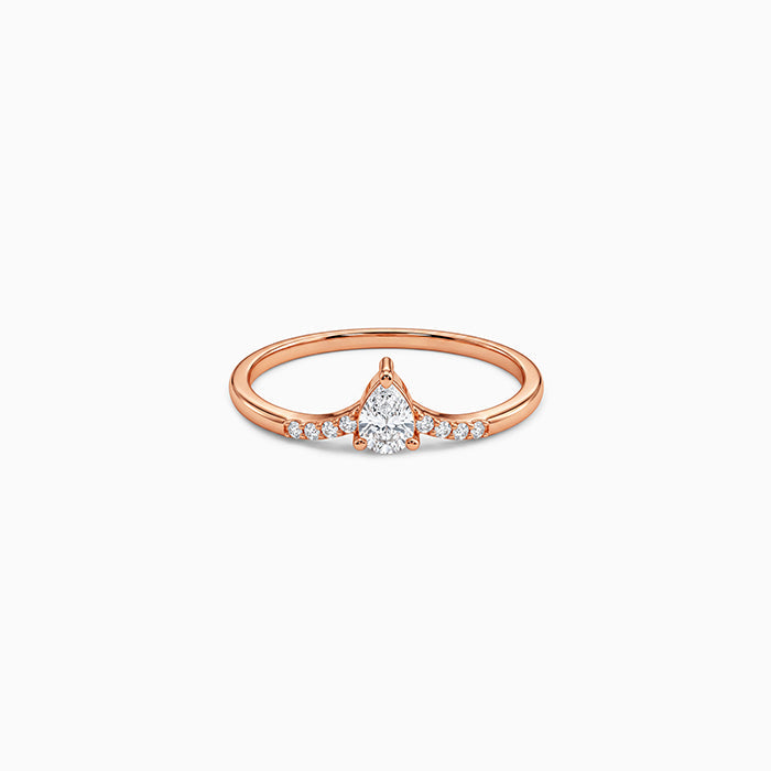 Rose Gold Teardrop Solitaire Ring (Size 12)