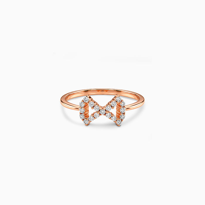 Rose Gold Crystal Bow Ring (Size 12)