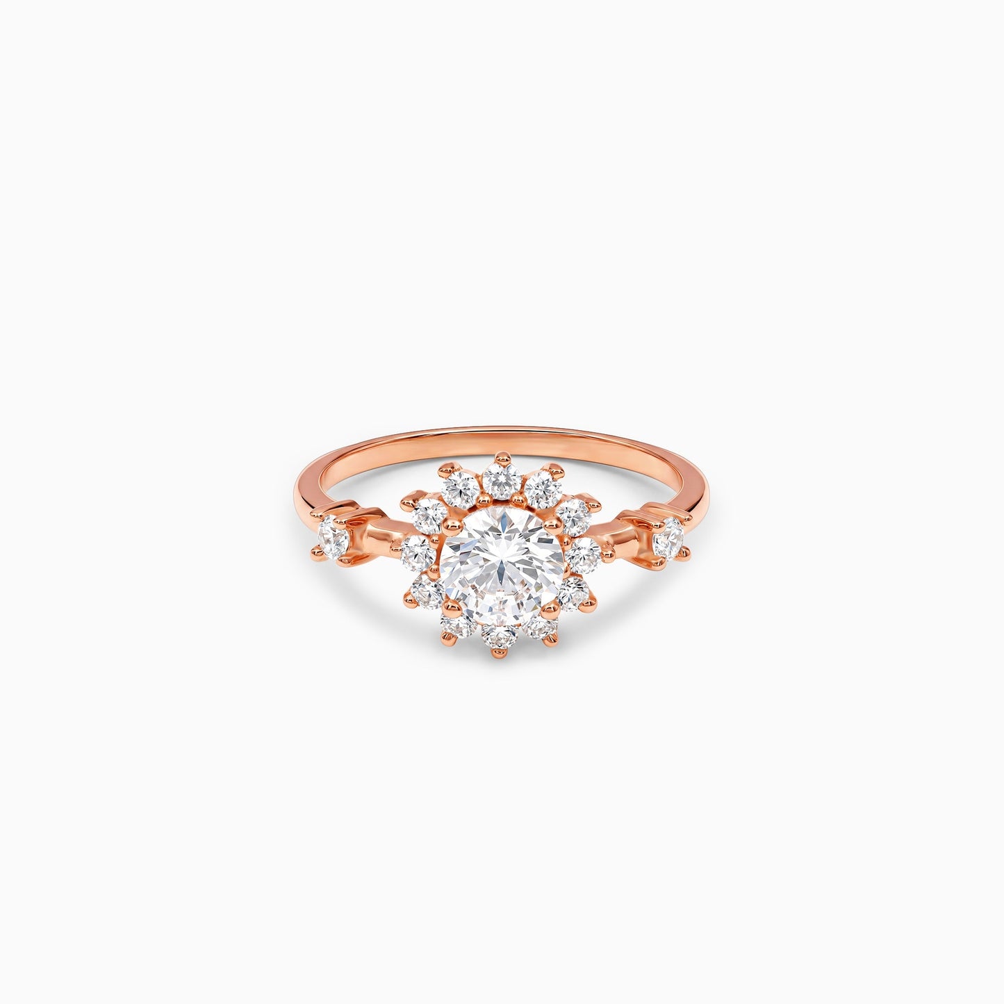 Rose Gold Blossom Halo Ring (Size 12)