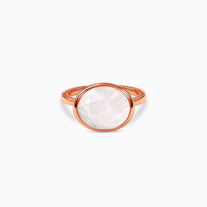 Rose Gold White Rainbow Stone Ring