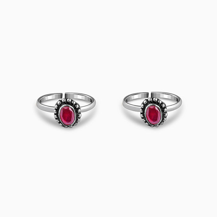 Oxidised Silver Pihu Beaded Toe Rings