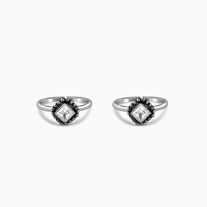 Oxidised Silver Vanya Beaded Toe Rings