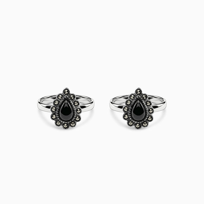Oxidised Silver Sevanthi Toe Rings