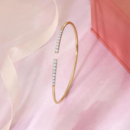 Dazzle Drift Diamond Bangle in 14K Yellow Gold, 0.155 ct