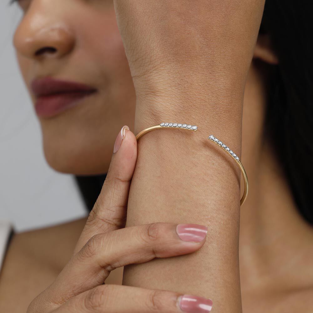 Dazzle Drift Diamond Bangle in 14K Yellow Gold, 0.155 ct