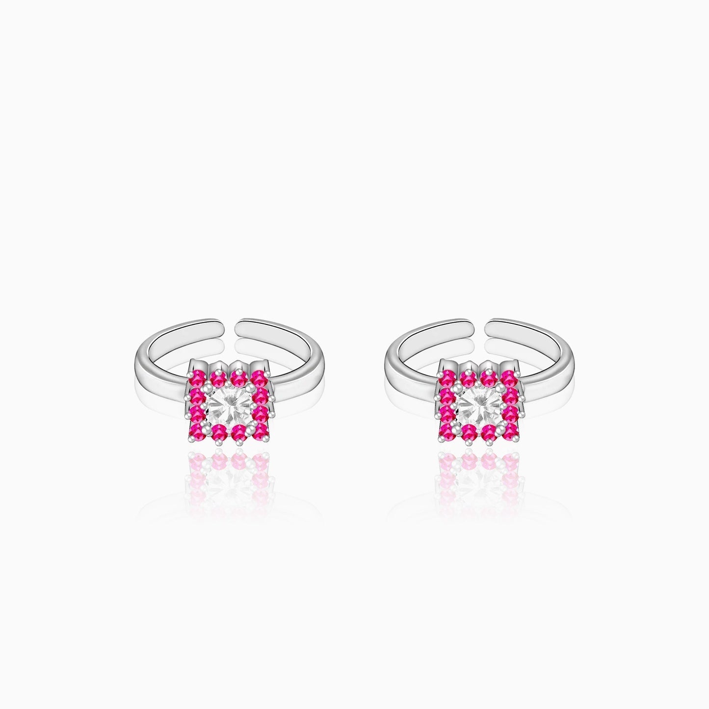 Silver Pop Pink Symmetry Toe Ring